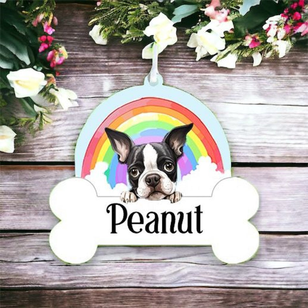 Personalised Boston Terrier Rainbow Hanging Decoration