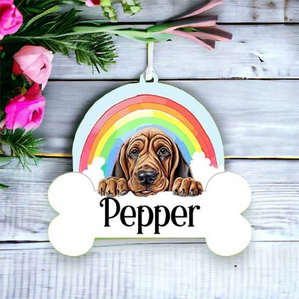 Personalised Bloodhound Rainbow Hanging Decoration