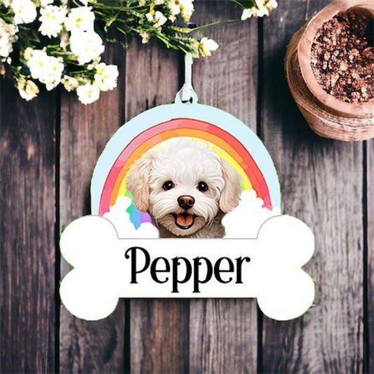 Personalised Bichon Frise Rainbow Hanging Decoration