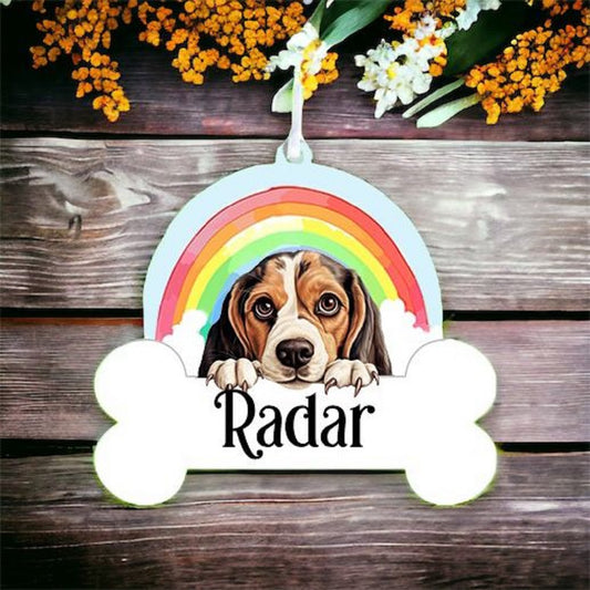 Personalised Beagle Rainbow Hanging Decoration