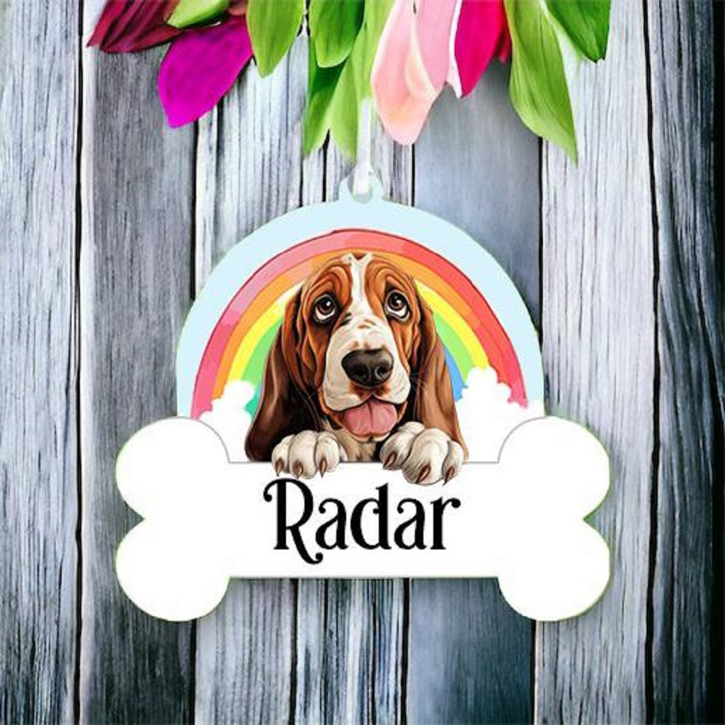 Personalised Basset Hound Rainbow Hanging Decoration