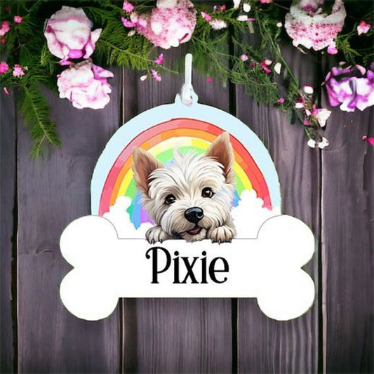 Personalised West Highland Terrier Rainbow Hanging Decoration