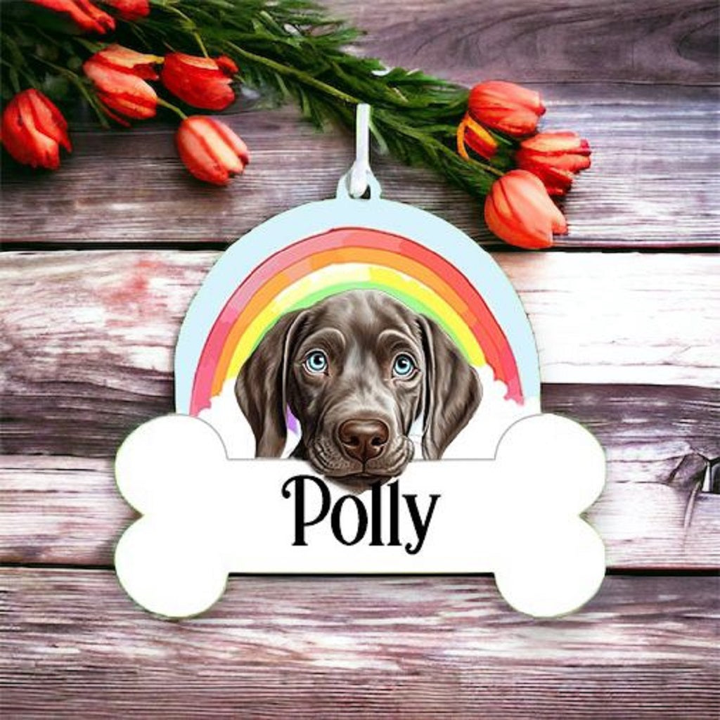 Personalised Weimaraner Rainbow Hanging Decoration