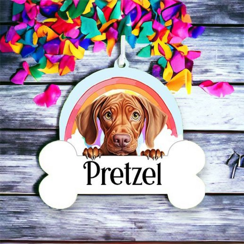 Personalised Vizsla Rainbow Hanging Decoration