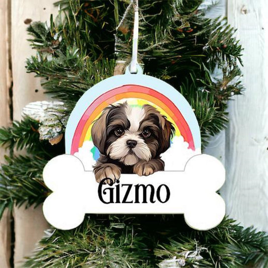 Personalised Shih Tzu Rainbow Hanging Decoration