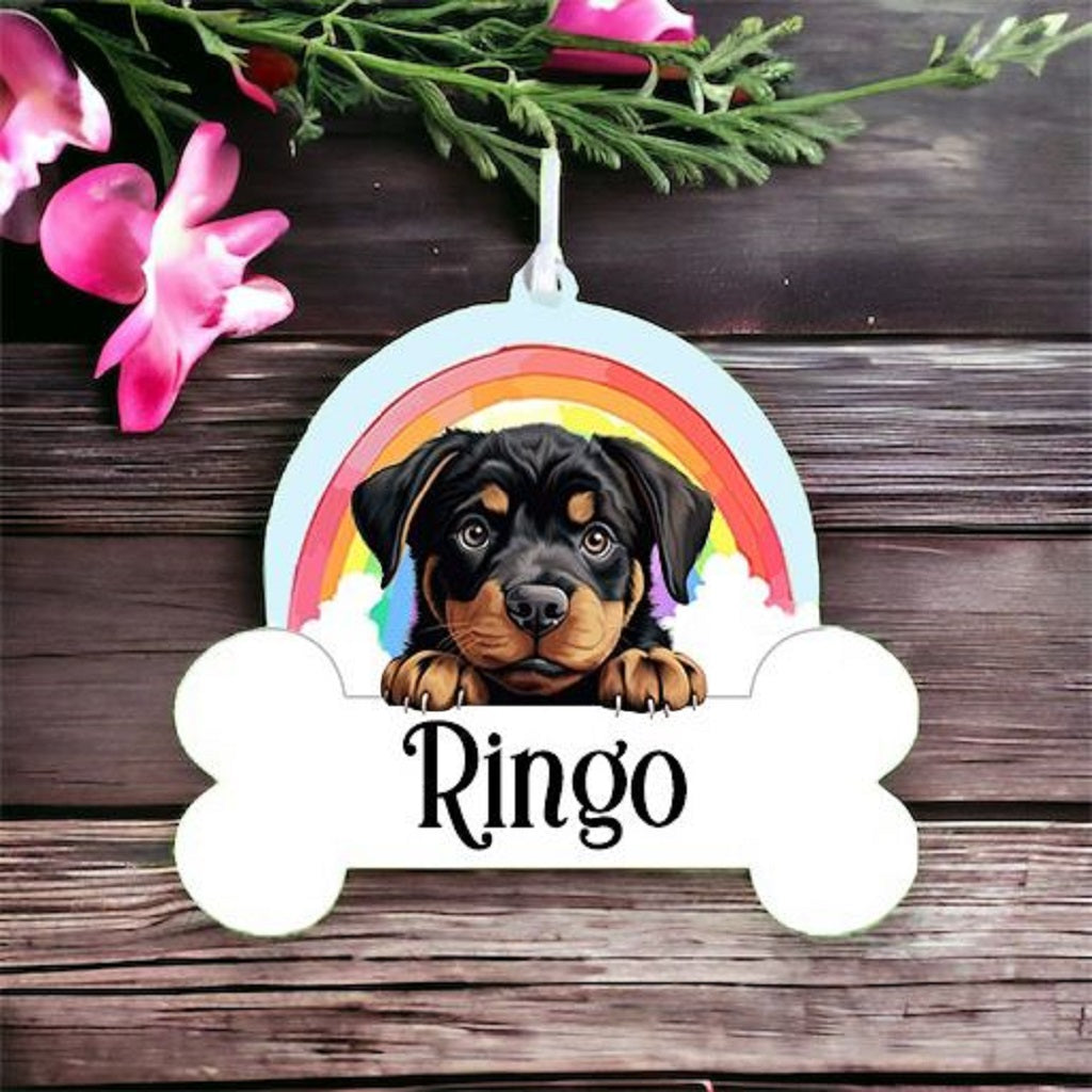 Personalised Rottweiler Rainbow Hanging Decoration