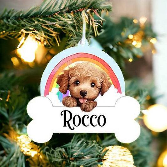 Personalised Poodle Rainbow Hanging Decoration