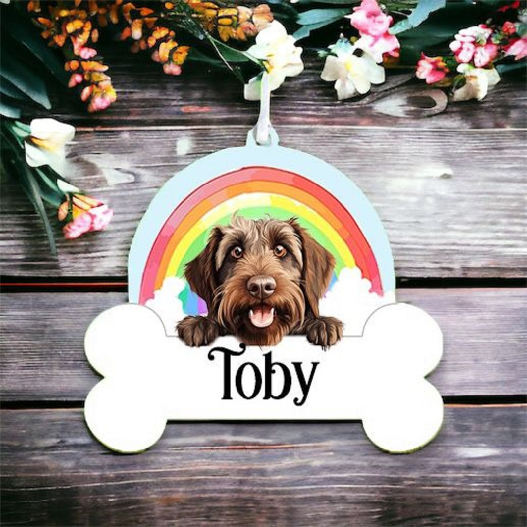 Personalised Wirehaired Pointing Griffon Rainbow Hanging Decoration