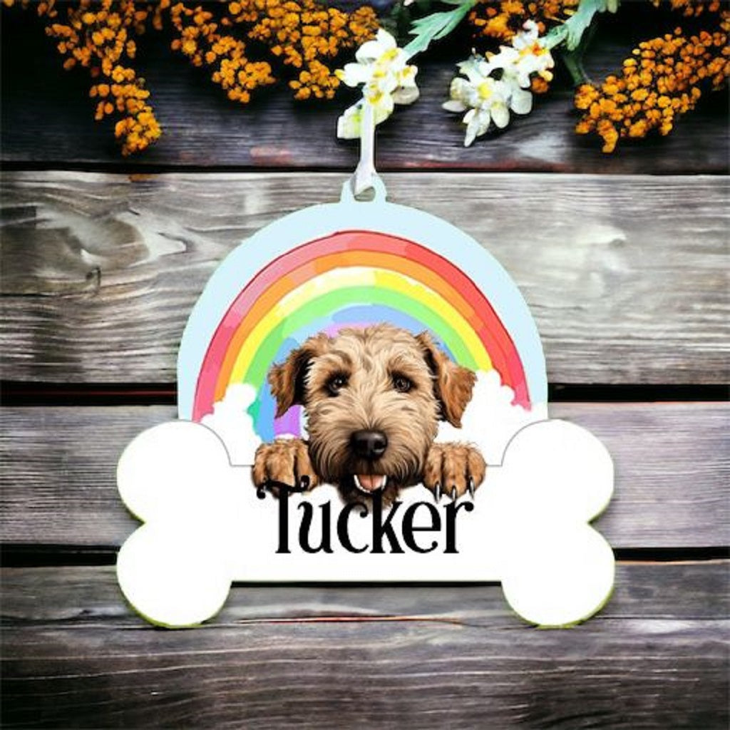 Personalised Soft Coated Wheaten Terrier Rainbow Hanging Decoration