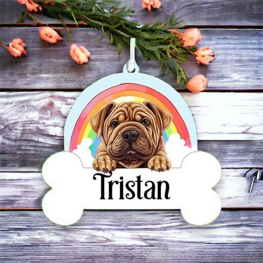 Personalised Shar Pei Rainbow Hanging Decoration