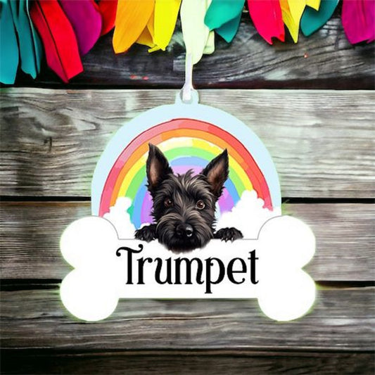 Personalised Scottish Terrier Rainbow Hanging Decoration