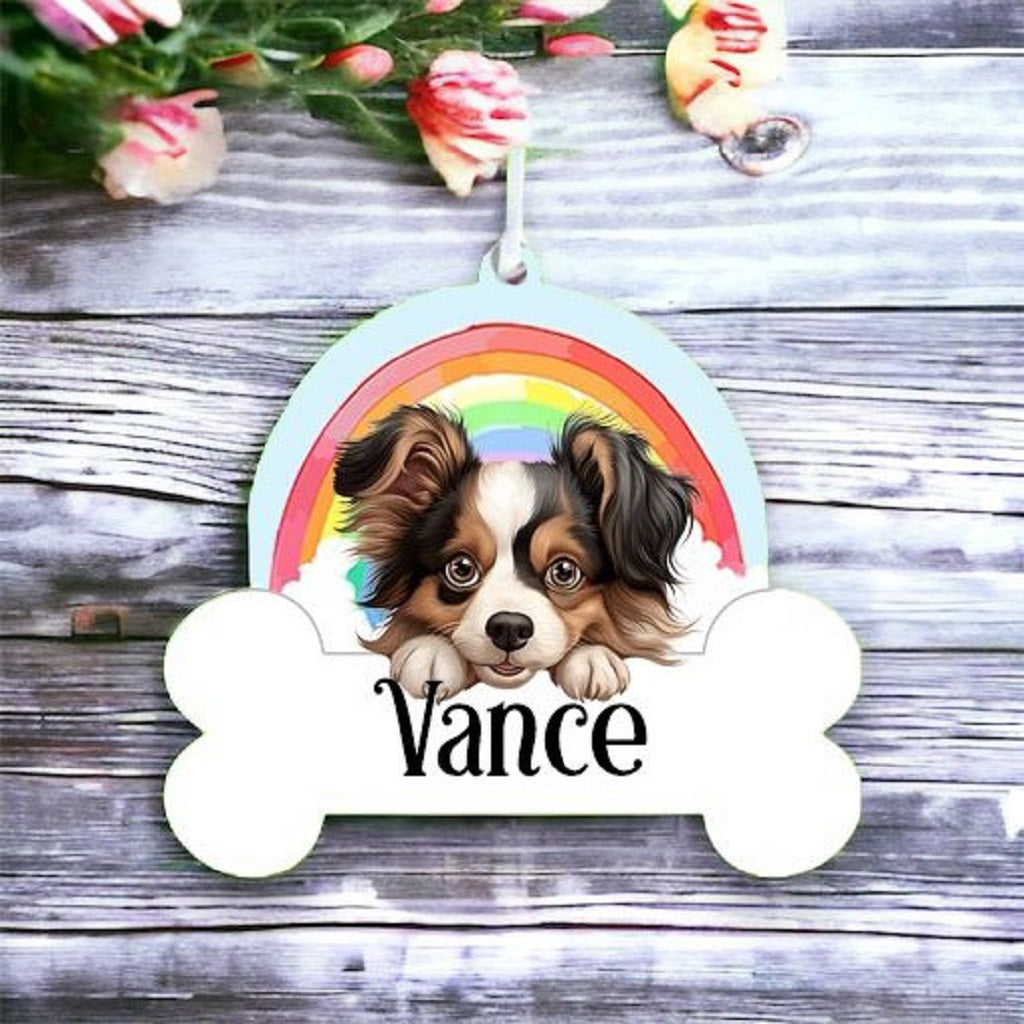 Personalised Papillon Rainbow Hanging Decoration