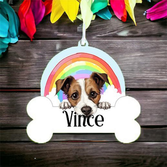 Personalised Jack Russell Terrier Rainbow Hanging Decoration