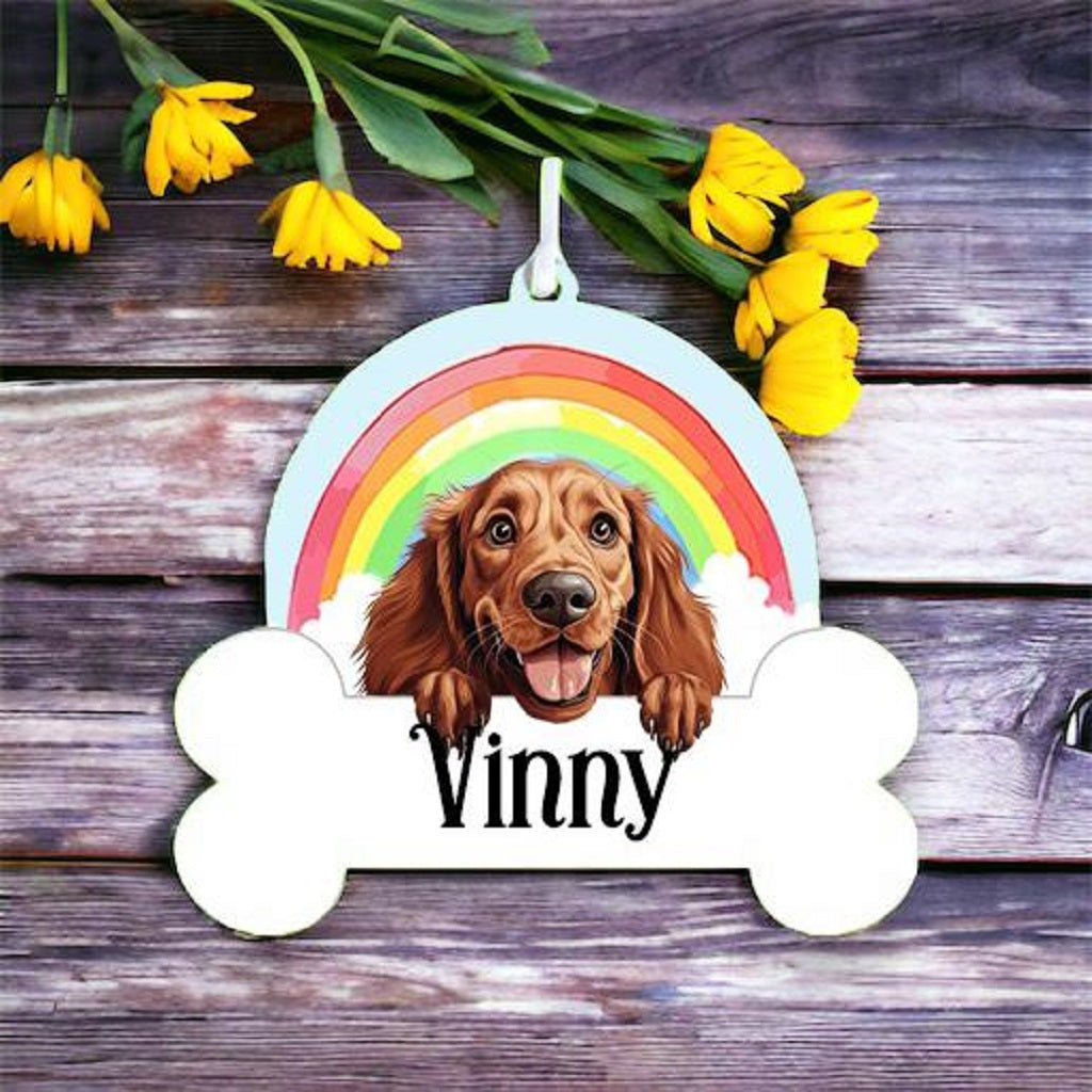 Personalised Irish Setter Rainbow Hanging Decoration