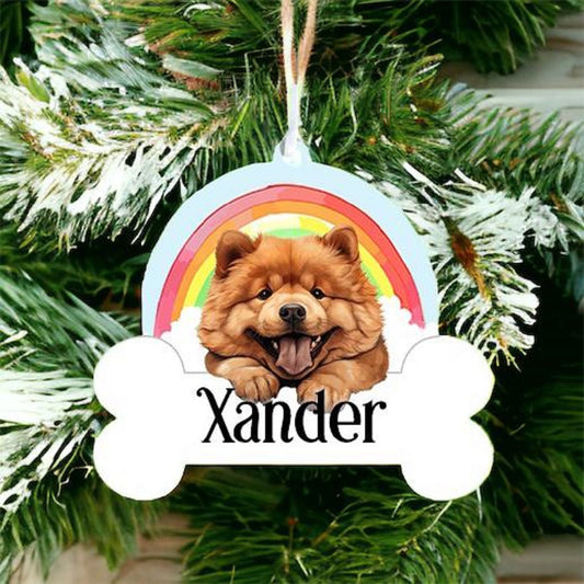 Personalised Chow Chow Rainbow Hanging Decoration