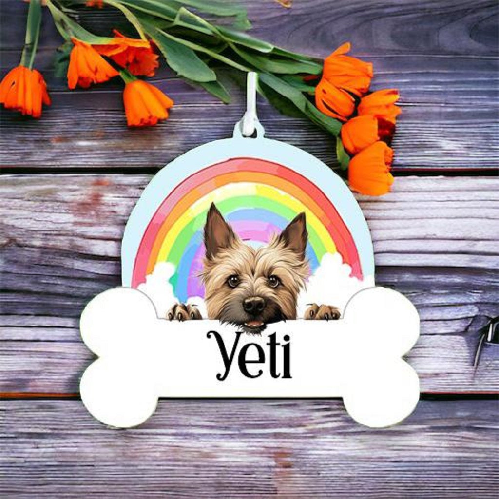 Personalised Cairn Terrier Rainbow Hanging Decoration