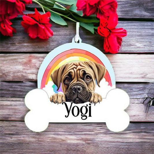 Personalised Bullmastiff Rainbow Hanging Decoration