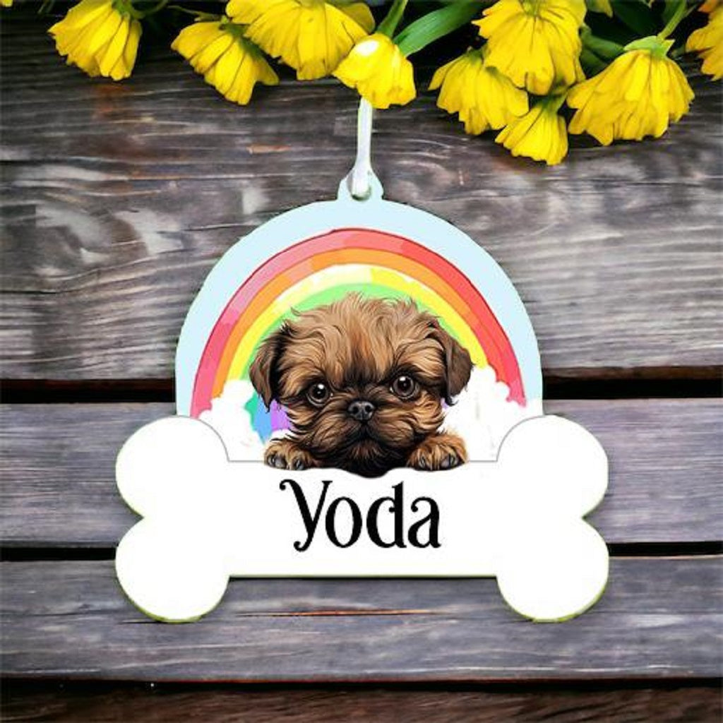 Personalised Brussels Griffon Rainbow Hanging Decoration