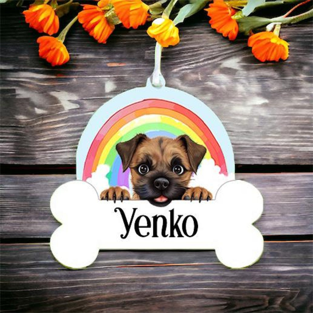 Personalised Border Terrier Rainbow Hanging Decoration