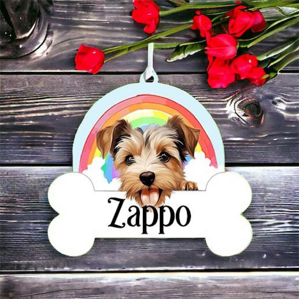 Personalised Biewer Terrier Rainbow Hanging Decoration