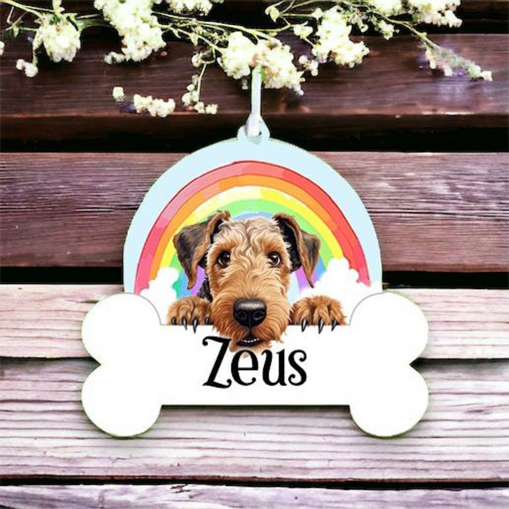 Personalised Airedale Terrier Rainbow Hanging Decoration