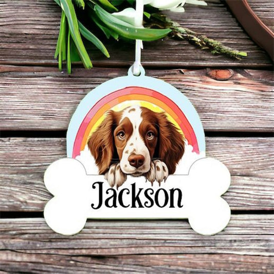 Personalised Welsh Springer Spaniel Rainbow Hanging Decoration