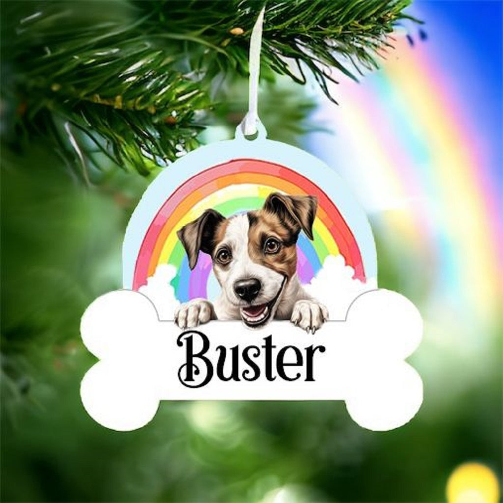 Personalised Parson Russell Terrier Rainbow Hanging Decoration