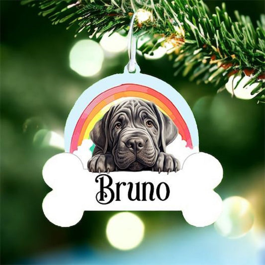 Personalised Neapolitan Mastiff Rainbow Hanging Decoration