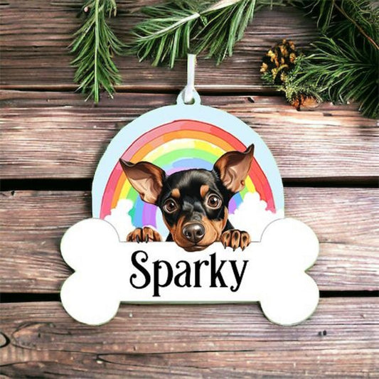 Personalised Manchester Terrier Rainbow Hanging Decoration