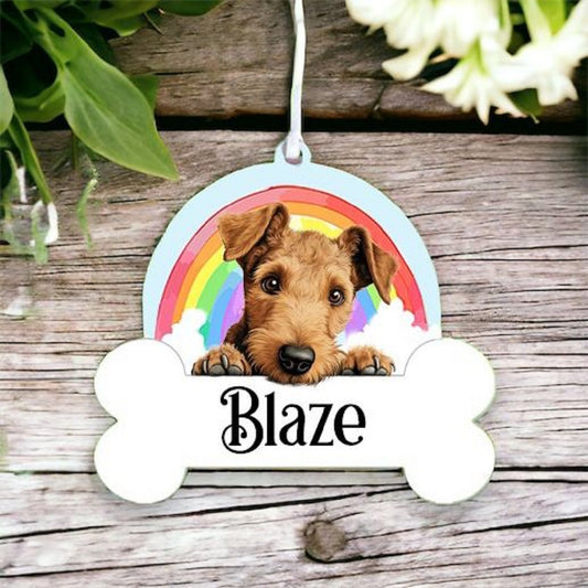 Personalised Lakeland Terrier Rainbow Hanging Decoration