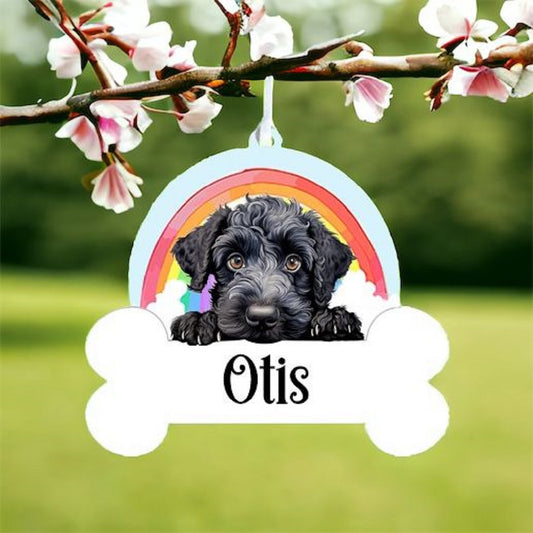 Personalised Kerry Blue Terrier Rainbow Hanging Decoration