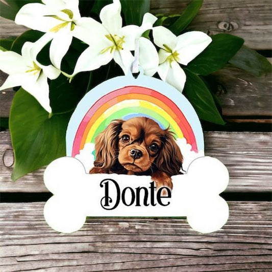 Personalised English Toy Spaniel Rainbow Hanging Decoration