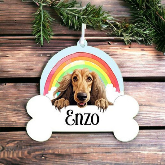 Personalised Afghan Hound Rainbow Hanging Decoration