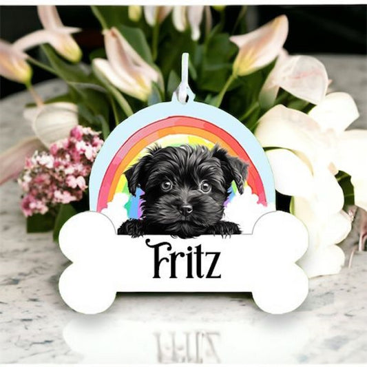 Personalised Affenpinscher Rainbow Hanging Decoration