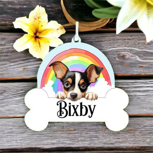 Personalised Toy Fox Terrier Rainbow Hanging Decoration