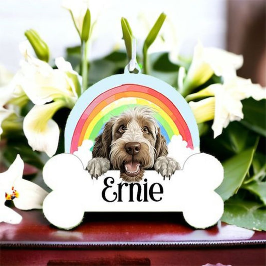 Personalised Spinone Italiano Rainbow Hanging Decoration