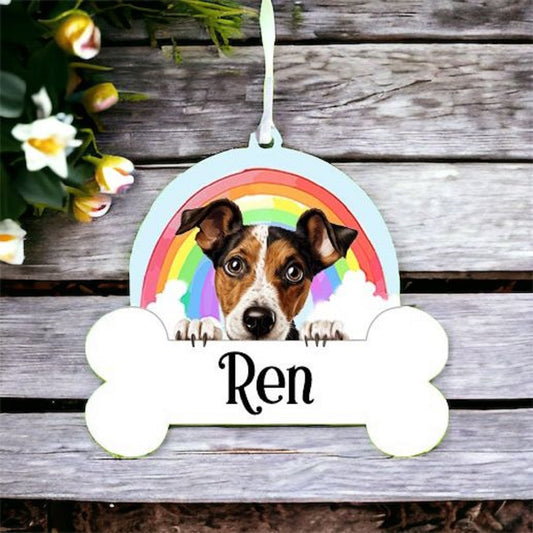 Personalised Smooth Fox Terrier Rainbow Hanging Decoration