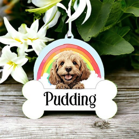 Personalised Cockapoo Rainbow Hanging Decoration