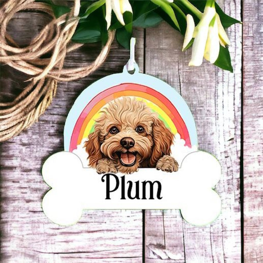 Personalised Toy Poodle Rainbow Hanging Decoration