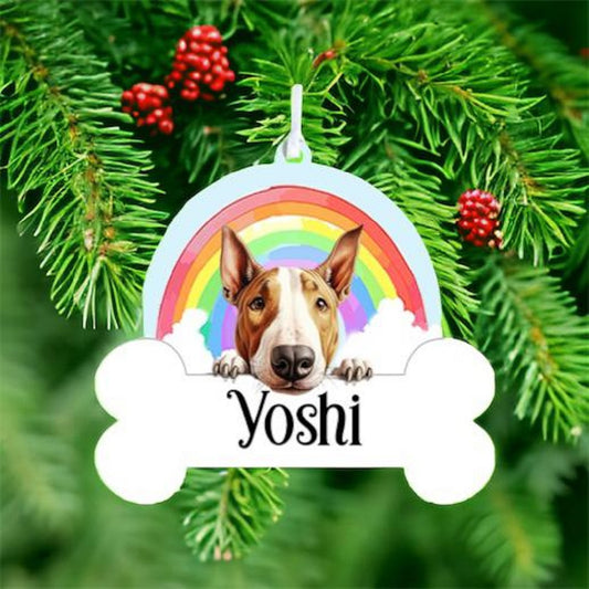 Personalised Bull Terrier Rainbow Hanging Decoration