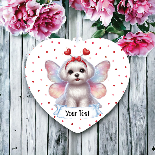 Personalised Maltese Hearts and Wings Decoration