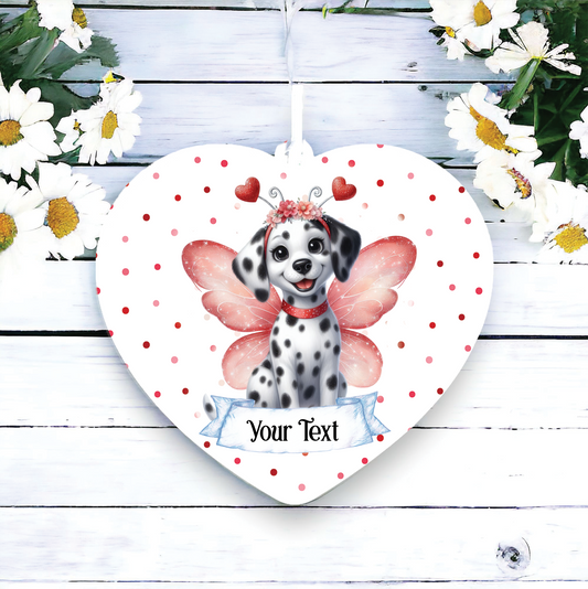 Personalised Dalmatian Hearts and Wings Decoration