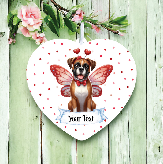 Personalised Boxer Hearts and Wings Decoration