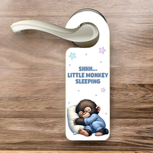 Personalised Monkey Sleeping Door Hanger Gift