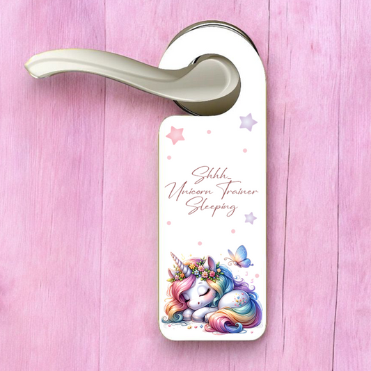 Personalised Unicorn Sleeping Door Hanger Gift