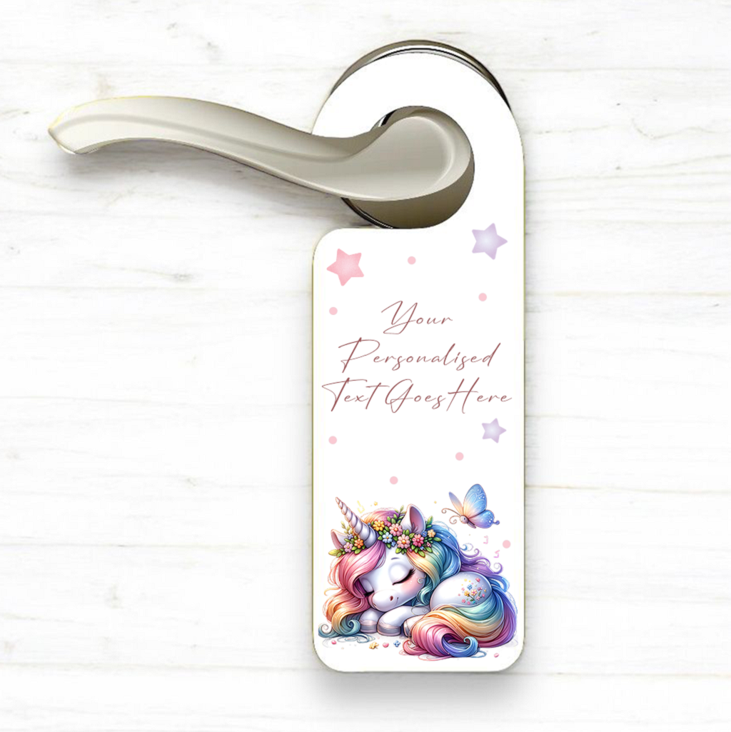 Personalised Unicorn Sleeping Door Hanger Gift