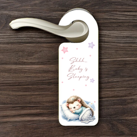 Personalised Hedgehog Sleeping Door Hanger Gift