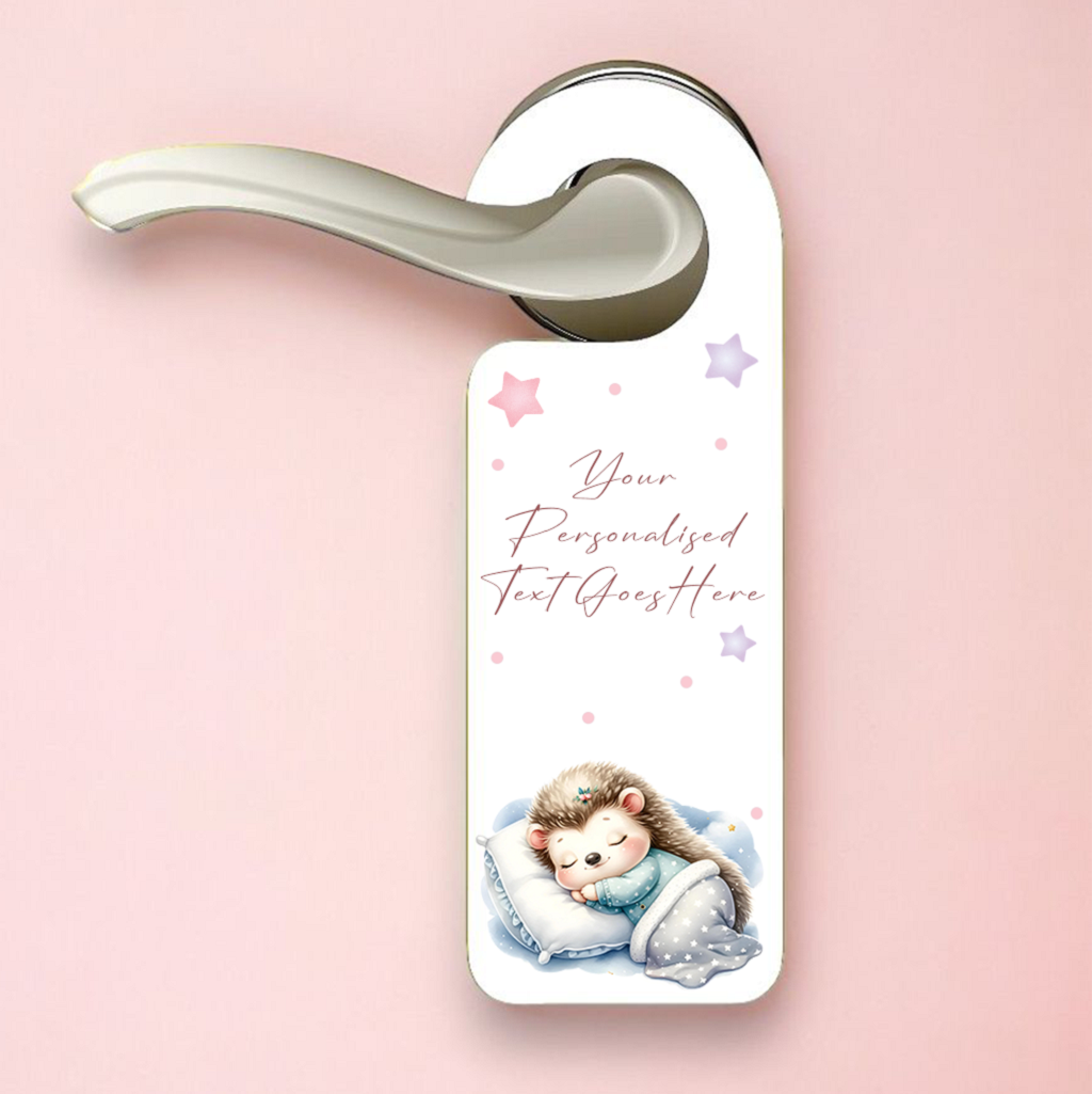 Personalised Hedgehog Sleeping Door Hanger Gift