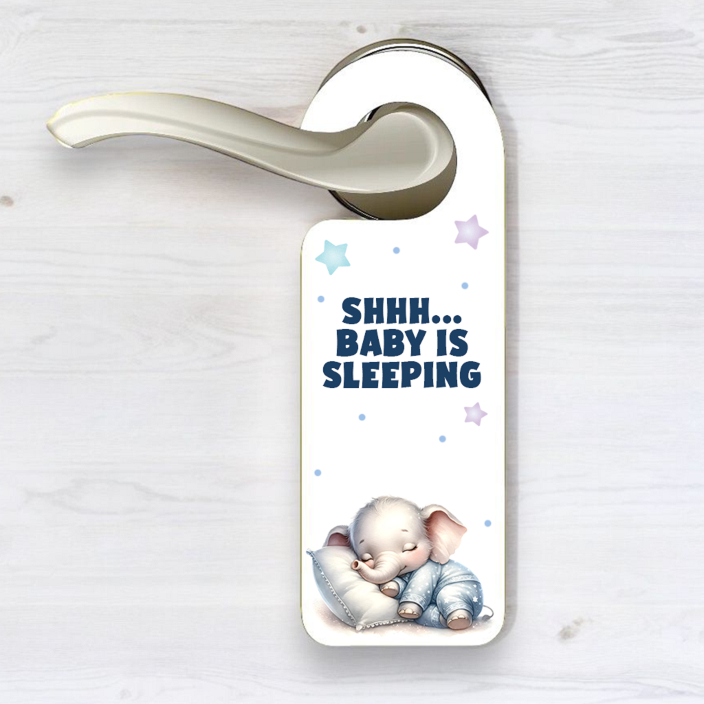 Personalised Elephant Sleeping Door Hanger Gift