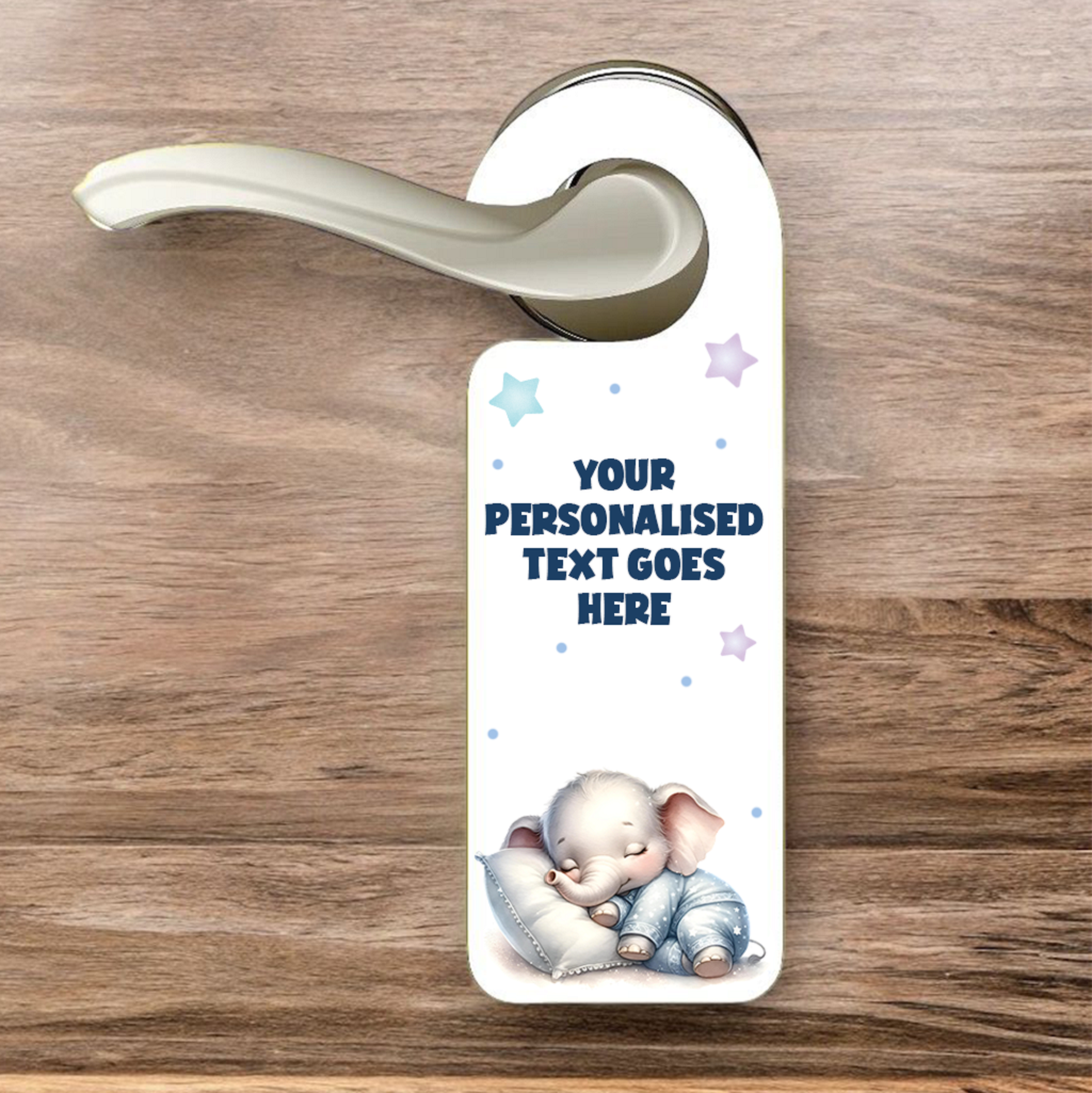 Personalised Elephant Sleeping Door Hanger Gift